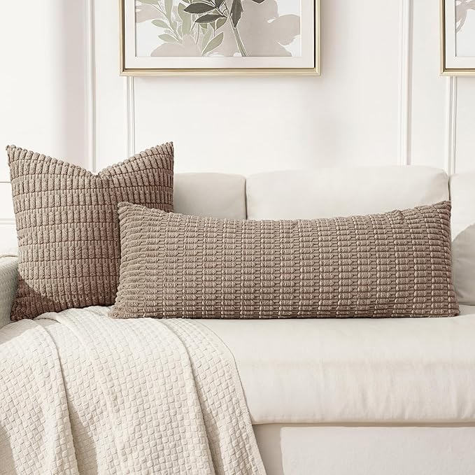 MIULEE Pack of 1 Light Brown Long Body Lumbar Decorative Throw Pillow Cover - Image 3