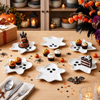 Frienda 6 Pcs Halloween Ghost Ceramic Plates Serving Dishes Dinnerware Set