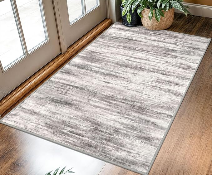 KOZYFLY Abstract Modern Washable 3x5 Area Rug Non-Slip Large Kitchen & Entryway by KOZYFLY