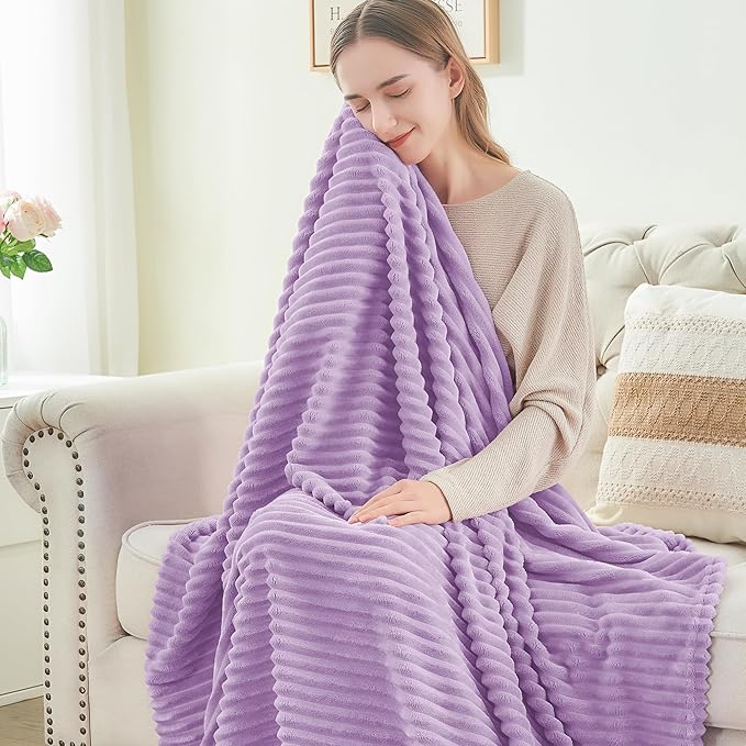 BEDELITE Fleece Blanket Twin Size – 3D Ribbed Jacquard Soft and Warm Decorative - Image 4