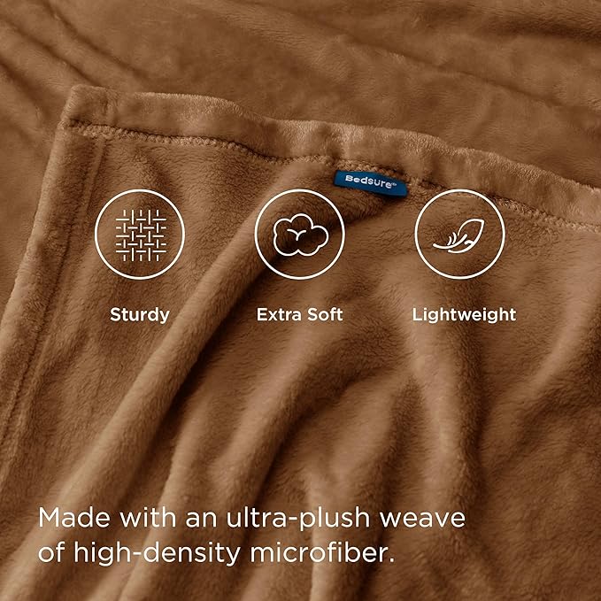 Bedsure GentleSoft Orange Fleece Blankets King Size - Image 4