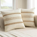MIULEE Set of 2 Neutral Boho Decorative Pillow Covers 18x18 Inch Farmhouse by MIULEE