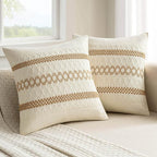 MIULEE Set of 2 Neutral Boho Decorative Pillow Covers 16x16 Inch Farmhouse by MIULEE