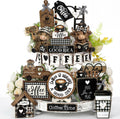 Mifoci 17 Pcs Coffee Tiered Tray Decor Farmhouse Wooden Bar Signs