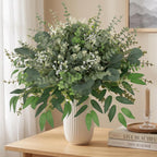 Hananona 135 Pcs Mixed Eucalyptus Leaves Stems Artificial Greenery Bulk