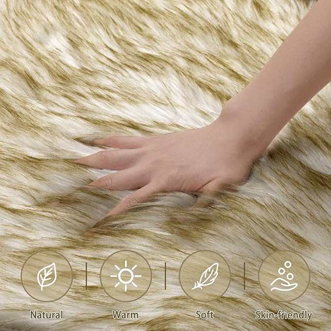 Ciicool Ultra Soft Faux Sheepskin Fur Rug Fluffy Rug - Image 4