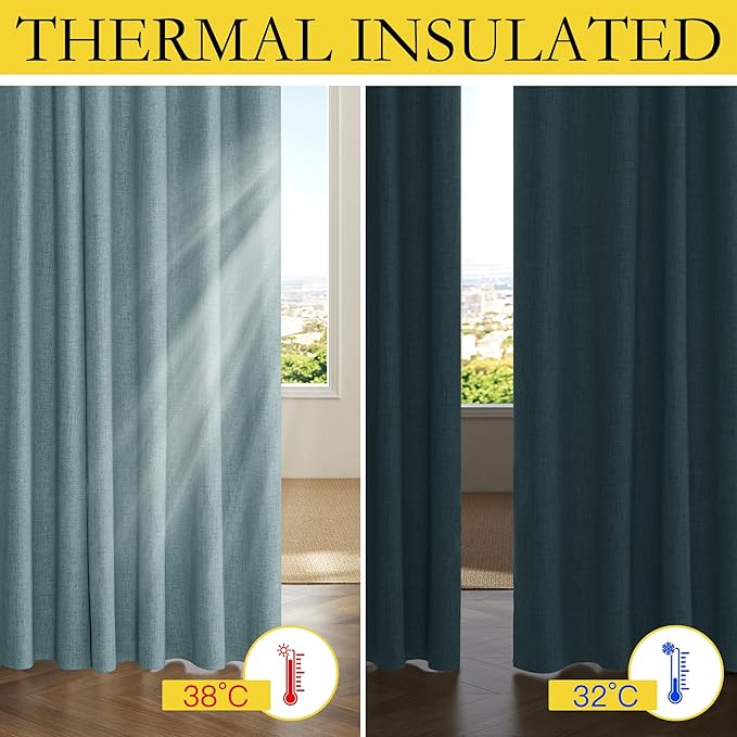 NICETOWN 100% Absolutely Blackout Linen Curtains - Image 5