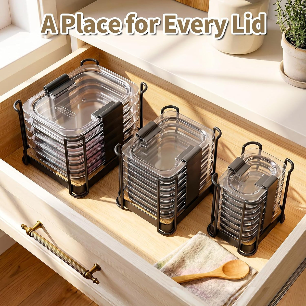 Metal Lid Organizer for Rubbermaid Brilliance, Kitchen 3-Pack 2
