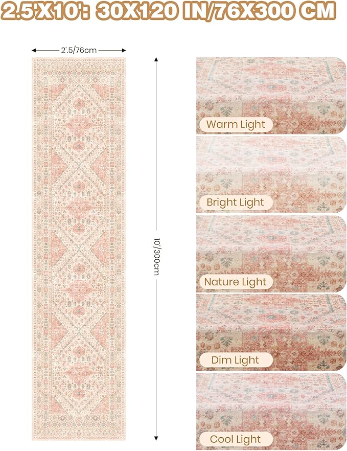 Kitchen Runner Rug Non Slip Washable 2.5x10, Soft Ultra-Thin Entryway Rug - Image 2