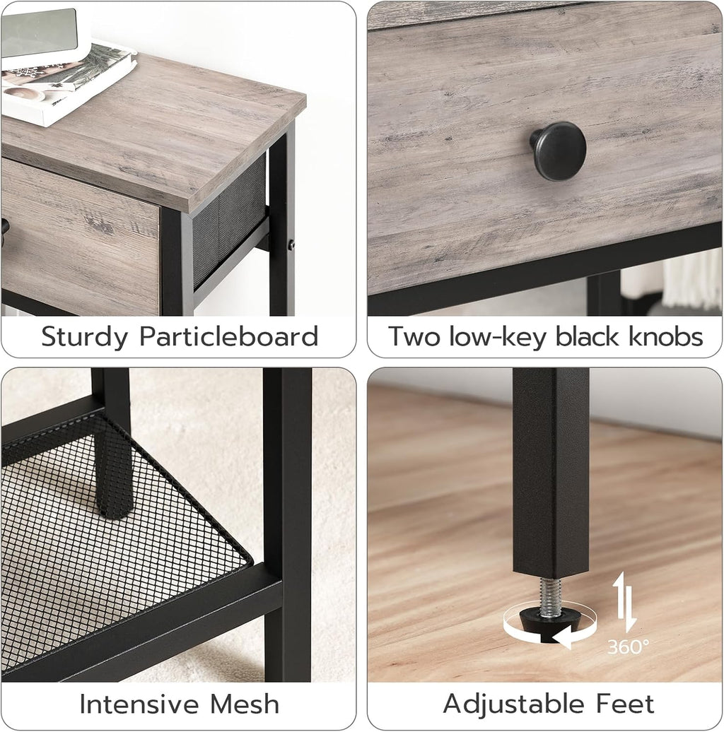 HOOBRO 29.5" Narrow Console Table with 2 Fabric Drawers, Small Sofa Table