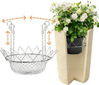 Adjustable Planter Insert for Round Pots – Fits 0.8" Rim, 12-18" Diameter 2pcs Rust-Proof Stainless Steel Plant Riser for Inside Large Deep Pots, Soil Saver & Drainage Insert for Outdoor Patio & Porch