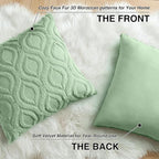 decorUhome Throw Pillow Covers 16x16 Inch Set of 2, Soft Plush Faux Wool Sage - Image 8