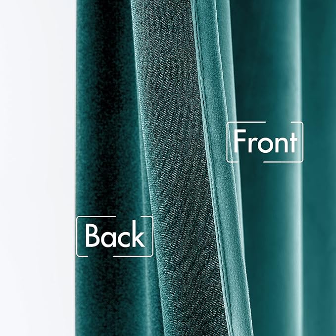 MIULEE Teal Velvet Curtains 96 inches 2 Panels - Image 6
