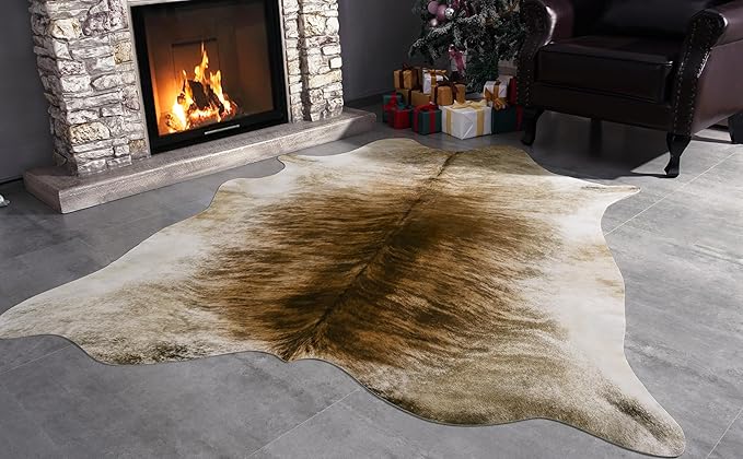 AROGAN Western Decor Faux Fur Cowhide Rug, 6.2 x 5.2 Feet Premium Animal Skin - Image 5