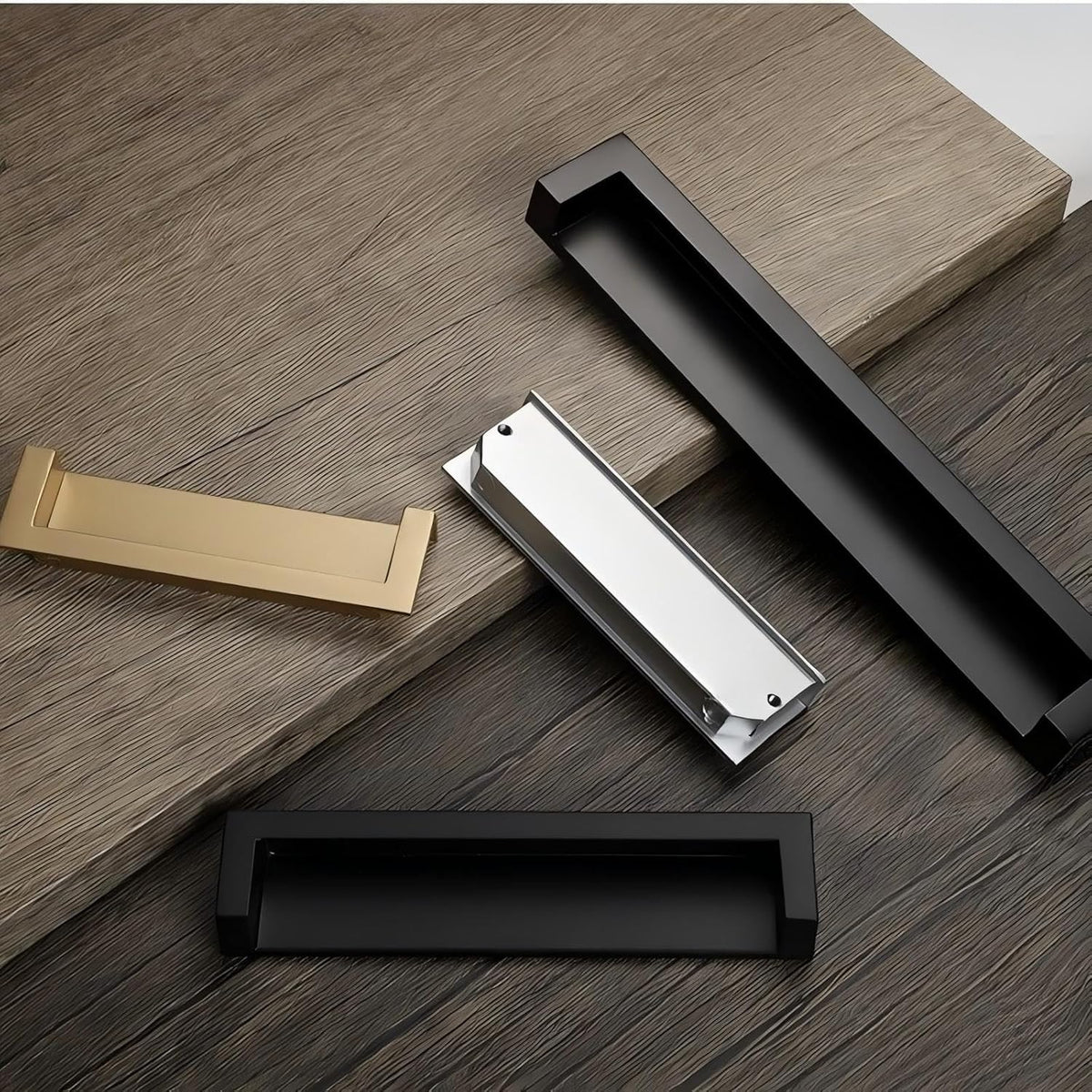Recessed Handles, Inset Hidden Pull, Flush Handles (2, Silver, 4.35in)