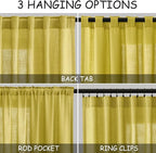 Celery Yellow Linen Curtains 102 Inches Long 2 Panel Set Back Tab Rod Pocket - Image 2