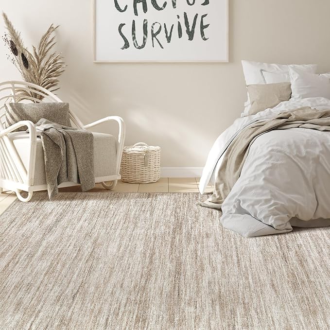 Nakagishi 5x8 Area Rugs Living Room: Washable Large Vintage Rug Neutral - Image 6