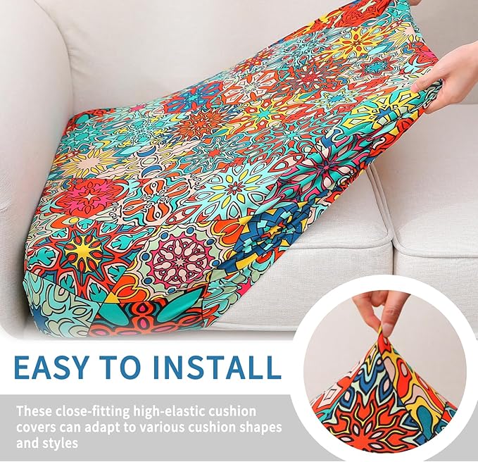 hyha Printed Couch Cushion Covers, Floral Sofa Covers Washable - Image 4