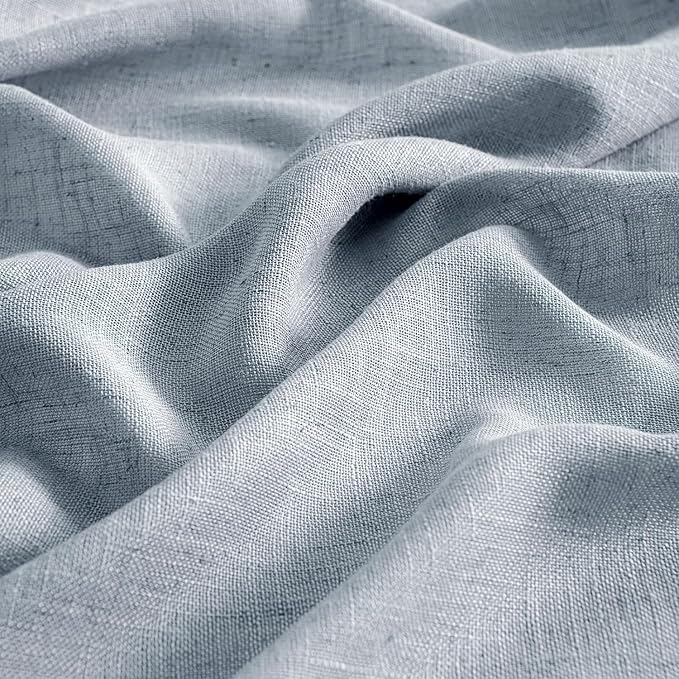 MIULEE Chambray Blue Linen Curtains 96 Inches Long 2 Panels - Image 4