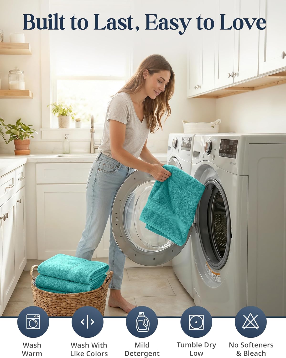 LANE LINEN Towel Set 16 Piece Soft Absorbent Quick Dry 100% Cotton - Teal