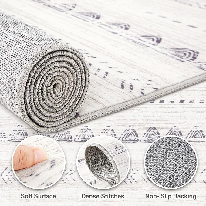 Nakagishi Area Rug Living Room Rugs: 5x7 Washable Boho Large Neutral Farmhouse - Image 3