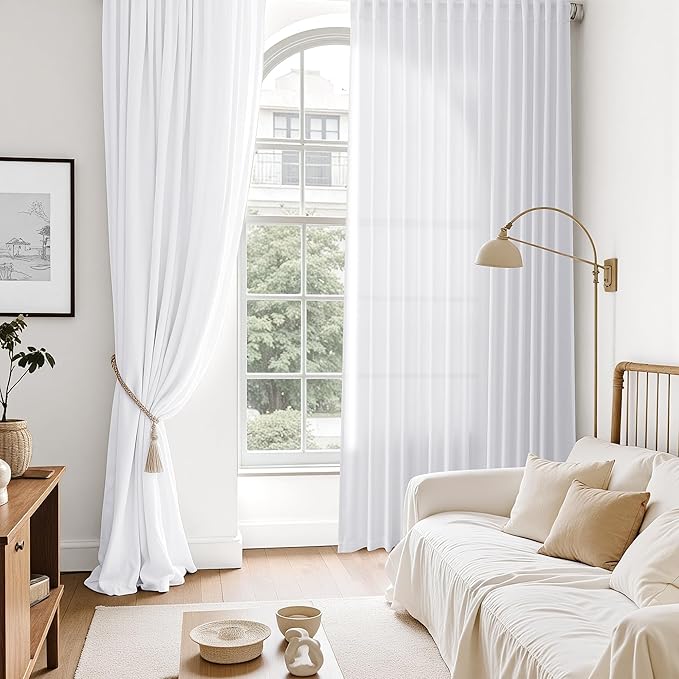 Snow White Linen Curtains 90 Inches Long - Image 6