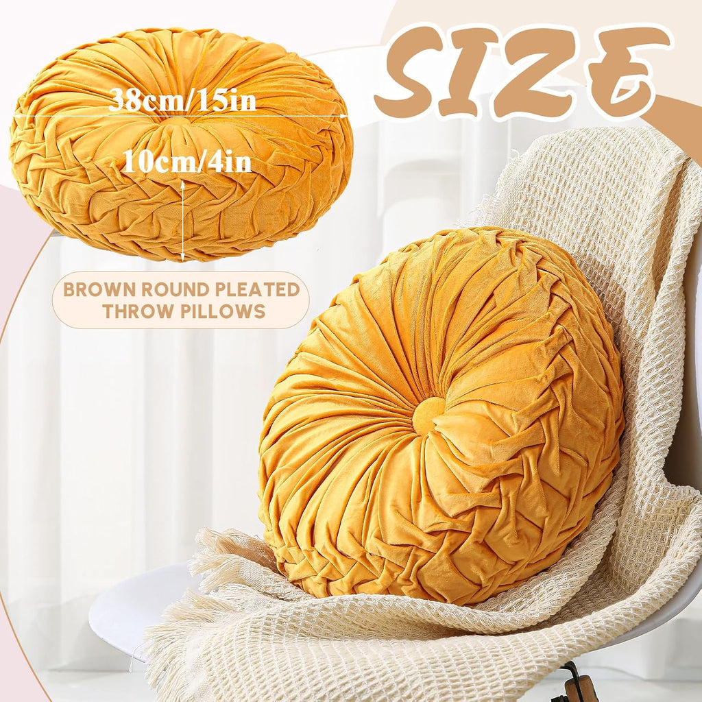 Drydiet 1 Pcs Round Pumpkin Throw Pillow Fall Pillow(Yellow,15'')
