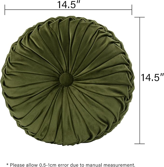 HIG Set of 2 Decorative Round Pleated Throw Pillows, Classy Accent Pumpkin - Image 4