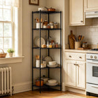 Wire Storage Standing Shelf Rack Tower, Corner Metal Shelving Unit with Adjustable Shelves, Space-Saving Organizer for Garage, Kitchen, Bathroom, 18 * 18 Inch