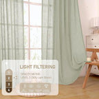 LAMIT Sage Grey Linen Curtains 48 Inch Length 2 Panels, Light Filtering Panels - Image 4