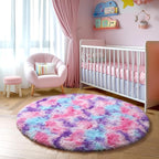 Amdrebio Hot Pink Rainbow Round Circle Area Rug 4Ft - Image 5