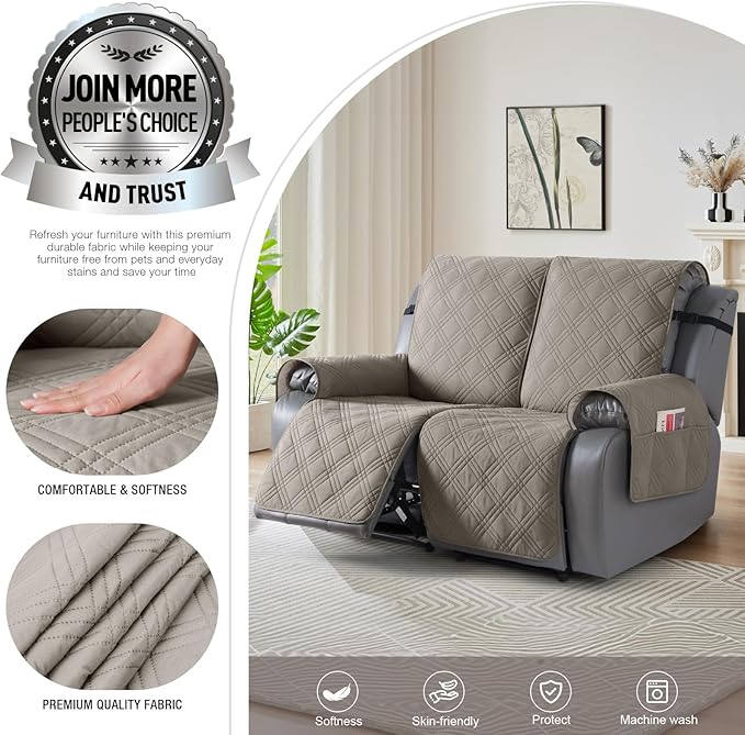 TAOCOCO 100% Waterproof Oversized Loveseat Recliner Cover, Non Slip Split Couch - Image 3