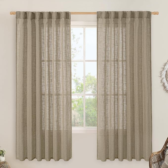 LAMIT Taupe 72 inch Linen Curtains by LAMIT