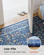 Amada Floral Washable Area Rug,5'x7',Dark Blue