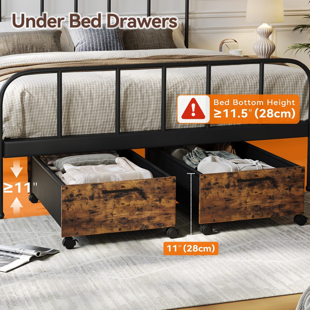 Under Bed Storage with Wheels, Space Saving, Tall Size 90L