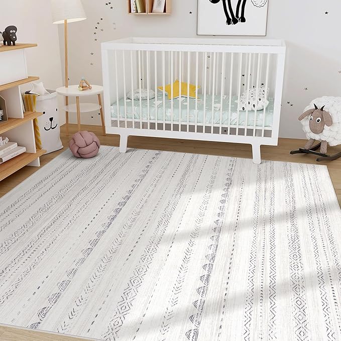 Nakagishi Area Rug Living Room Rugs: 5x7 Washable Boho Large Neutral Farmhouse - Image 8
