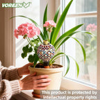 VOREEN Plant Watering Globe with Solar Light, 17oz Geometric Mosaic, 1 Pack