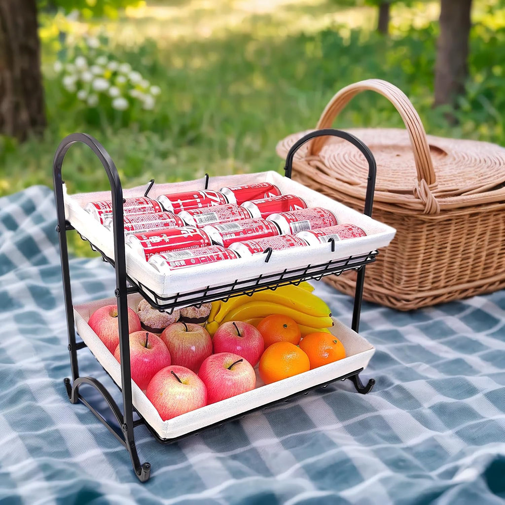 Stackable Candy Display Rack with Canvas Cover|Stackable Candy Organizer|Multi-Function Snack Rack&Shelf for Chips |Perfect Display Solution for Stores (White, Medium)