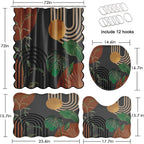 Scalloped Bathroom Sets with Shower Curtain and Rugs, Boho Retro