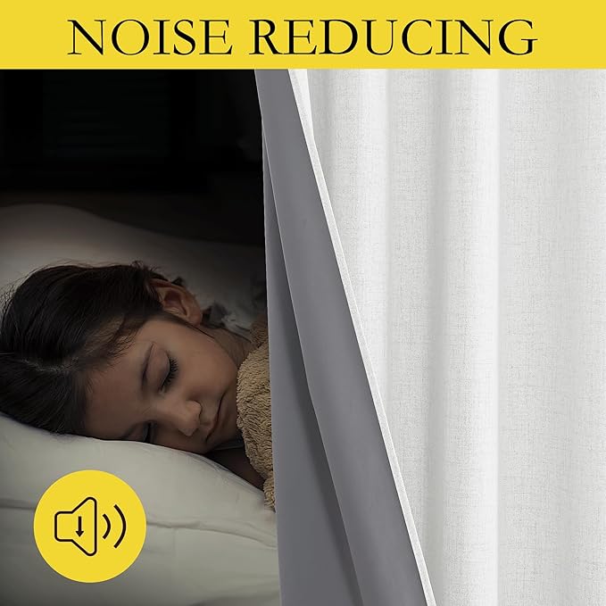 NICETOWN 100% Absolutely Blackout Linen Curtains - Image 3