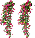 Artificial Hanging Flowers for Outdoors, 2 Pcs UV Resistant Artificial Outdoor Flowers, Not-Fading Fake Hanging Plant for Outdoor Planters for Home Garden Porch Yard Decor