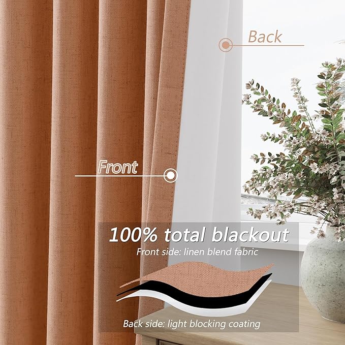 Guken 100% Blackout Curtains 120 Inch Length 2 Panels Set - Image 4