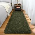 Goideal Fluffy Runner Rug for Bedroom Living Room, 2x6 Olive Green Bedside Rugs by Goideal