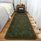 Goideal Fluffy Runner Rug for Bedroom Living Room, 2x6 Olive Green Bedside Rugs by Goideal