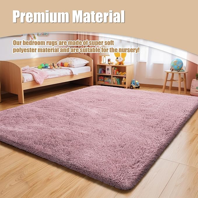 Shag Area Rug for Bedroom 4x6, Blush Fluffy Area Rugs for Living Room, Soft - Image 8