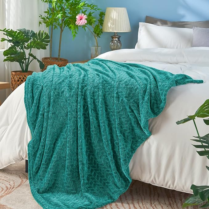 inhand Teal Fleece Twin Blanket, Super Soft Flannel Cozy Blankets - Image 3