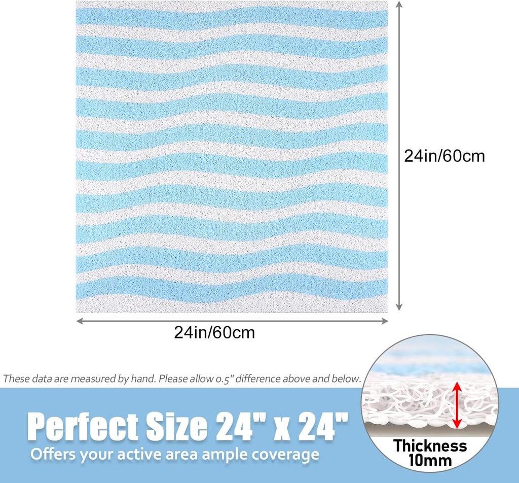 Non Slip Shower Mat, 24x24 Inch, Soft Comfortable Shower Floor Mat with Drain, PVC Loofah Bath Mat for Shower, Bathroom and Wet Areas, Quick Drying Easy Cleaning