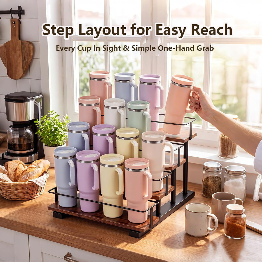 4-Tier Water Bottle Rack for 16 Stanley 40 oz Tumblers