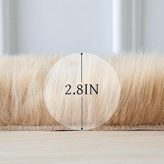 linmopm Faux Fur Rug Sheepskin Shag Fluffy Fuzzy Beige 2x3 ft Small Rugs - Image 2