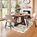 Washable 4x4 Square Area Rug: Floral Scalloped Soft Rugs - Image 4